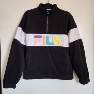 Fila Women's Spell-out Front Logo Pullover ¼ Zip Athletic Polar Sweatshirt Sz.M